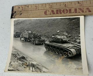 Wwii Photo Us Soldiers Trucks Tank In Germany Road M26 Pershing