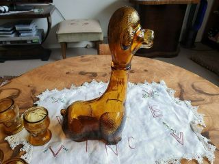Yellow Glass poodle Decanter & 6 Glasses 3