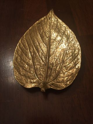 Virginia Metalcrafters Brass Leaf Dish Paper Mulberry Leaf 3 - 27