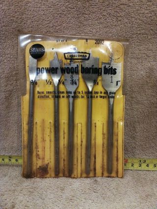Vintage Craftsman Power Wood Boring Bits 5 Peice Set 9 - 2092 Crown Logo