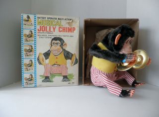 (VTG) Musical Jolly Chimp & Box Daishin Japan Battery Operated Toy Story Monkey 2