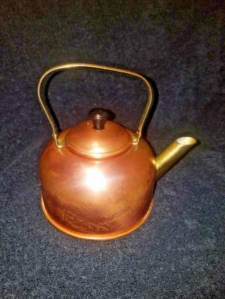 Coppercraft Guild Copper Tea Pot Kettle W/ Brass Handle & Spout