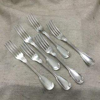 Christofle Cutlery Table Forks Antique French Silver Plate Armorial Family Crest