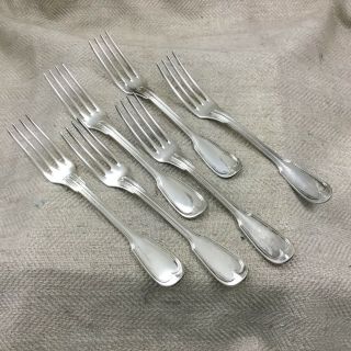 Christofle Cutlery Table Forks Antique French Silver Plate Armorial Family Crest 2