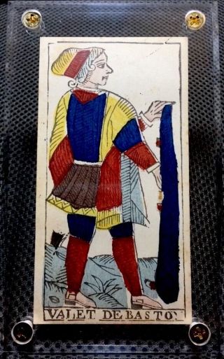 C1780 Marseilles Woodcut Historic Antique Tarot Playing Cards Rare Valet Single