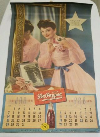 1945 Dr.  Pepper Antique Ultra Rare Full Color Complete Models 12 Month Calendar