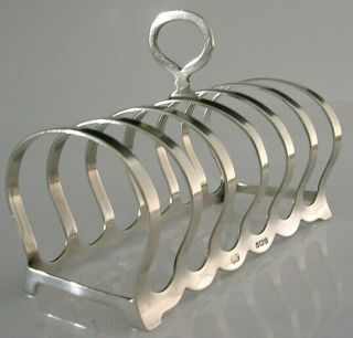 English Solid Sterling Silver Six Slice Toast Rack Art Deco 1938