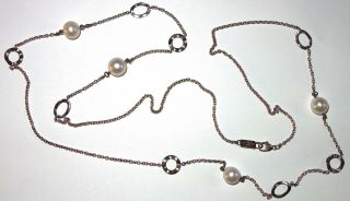 Rare Vintage Ippolita Designer Signed 40 " Sterling Necklace W/genuine Pearls 1