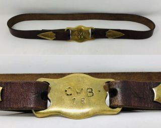 Vintage Us Military Leather And Brass Belt W/buckle ‘cvb 18’