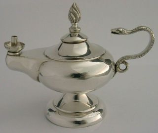 RARE ENGLISH STERLING SILVER TABLE CIGAR LIGHTER OIL LAMP 1939 ANTIQUE 2