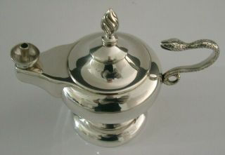 RARE ENGLISH STERLING SILVER TABLE CIGAR LIGHTER OIL LAMP 1939 ANTIQUE 3