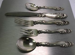Gorham Decor Sterling Silver Flatware 5 Piece Place Setting Knife Fork Spoon