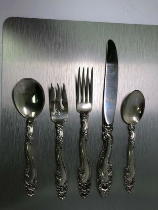 Gorham Decor Sterling Silver Flatware 5 Piece Place Setting Knife Fork Spoon 2