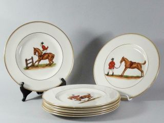 (7) Abercrombie & Fitch Equestrian Horse/jockey 10 3/4 " Dinner Plates