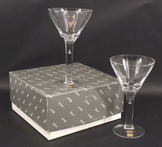 Pair Vintage Czech Moser Pharaoh Stemware Water Goblet Glasses & Box,  Nr
