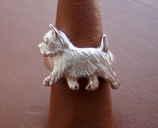 Sterling Silver Norwich Terrier Moving Study Ring