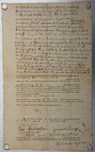 1791 Winchester Litchfield County Connecticut Land Deed Isaiah Woodruff Rockwell