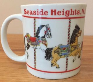Seaside Heights Nj Carousel Horses Ceramic Coffee Mug 4.  75 " H.