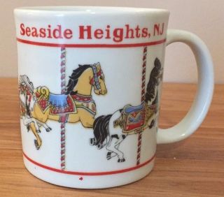 Seaside Heights NJ Carousel Horses ceramic coffee MUG 4.  75 