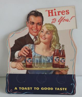 Vintage Hires Root Beer Bottle Topper Sign