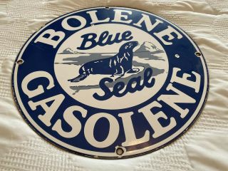 Vintage Bolene Gasoline Porcelain Sign,  Gas Station Pump Plate,  Motor Oil