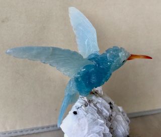 Blue Calcite Hummingbird on Mica and Albite Base 7 