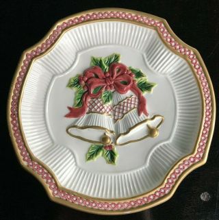 Fitz And Floyd Essentials " Holiday Bells " Canape Plate / Christmas Cookie Plate