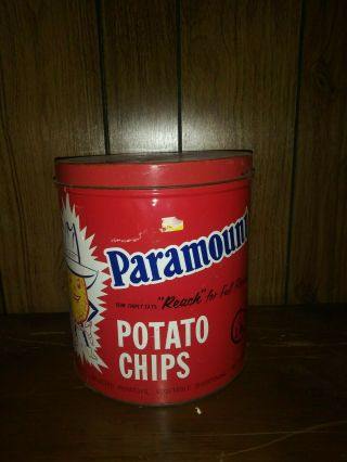 Paramount Potato Chip Tin - Flint,  Mi - Vintage