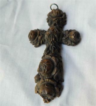 Victorian Irish Bog Oak Hand Carved Roses Large Cross