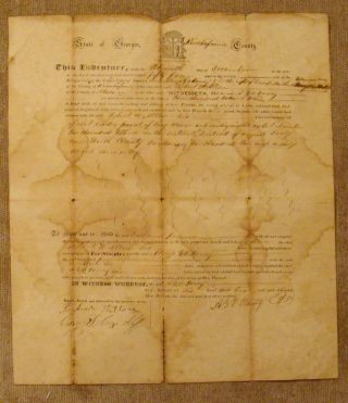 1854 Document Land Deed,  Kinchafoonee County,  State Of Georgia - 202 1/2 Acres