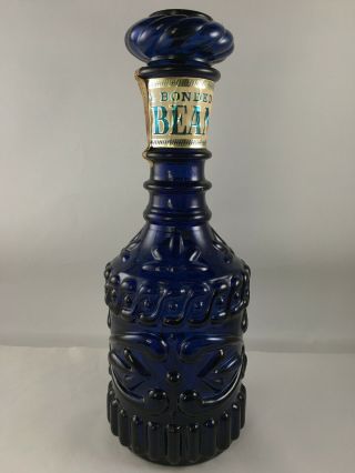 Vintage Jim Beam Cobalt Blue Decanter Bottle & Stopper Kentucky Derby 11.  25”
