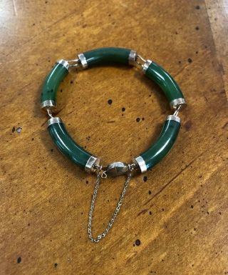 Vintage 14k Gold Green Jade Bracelet