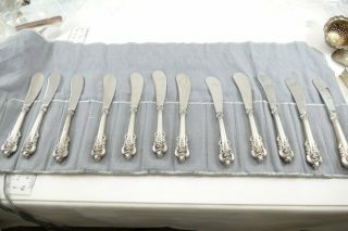 Fine Set Sterling Grand Baroque Butters W/ Paddle Blade No Monos Guc