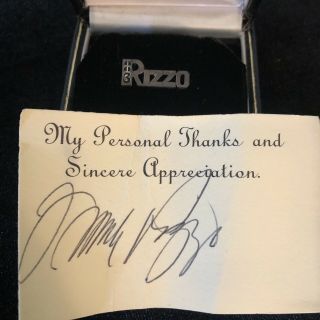 Vintage Frank Rizzo Sterling Silver Lapel Pin W/ Signed Note 1983 Campaign