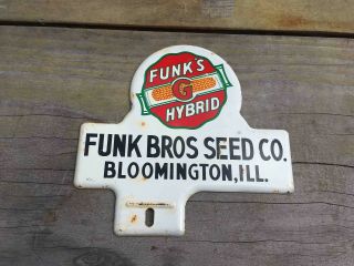Old Funk Bros Seed Co.  Bloomington Illinois Advertising License Plate Topper