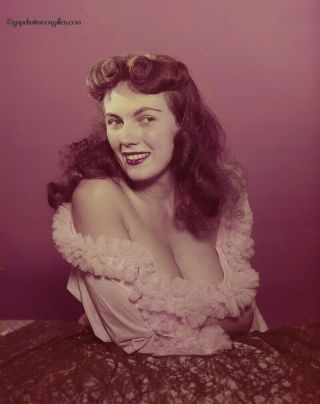 Bunny Yeager 1950s Color Camera Transparency Self Portrait Revealing Busty Pose