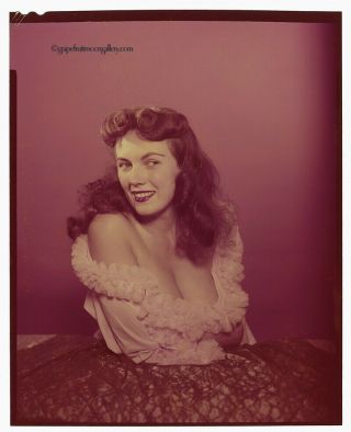 Bunny Yeager 1950s Color Camera Transparency Self Portrait Revealing Busty Pose 2