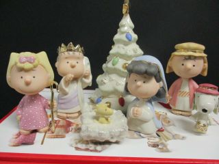 Lenox Peanuts Christmas Pageant Nativity Scene - 7 Piece Set Nib