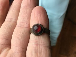 Bronze Ring With Red Insert