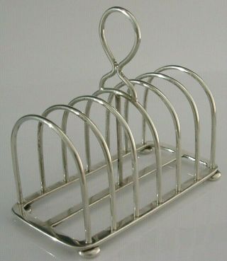 Edwardian English Solid Sterling Silver Toast Rack Six Slice 1905 Heavy 143g