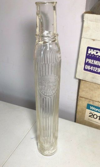 Tiolene Motor Oil 1 Quart Ribbed Vintage Clear Glass Bottle