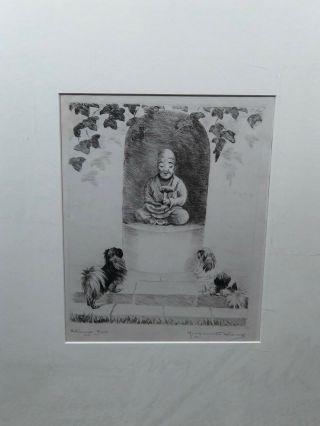 Marguerite Kirmse Pencil Signed Etching Of Pekingese Dogs,  1928