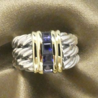 David Yurman 14k Gold Sterling Silver Amethyst Ring
