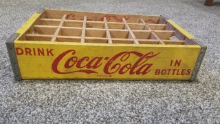 Vintage 1964 Chattanooga Yellow Coca Cola Wooden Crate