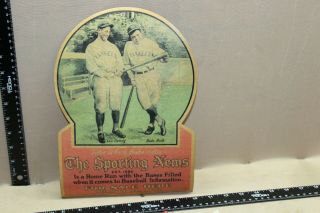 SCARCE 1920s BABE RUTH GEHRIG THE SPORTING NEWS HERE DISPLAY SIGN BASEBALL 2