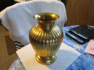 Unique 8.  75 " Tall Vintage [heavy 3 - 1/2 Pound] Brass Vase Made In India