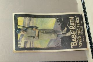 SCARCE 1920s BABE RUTH OVER THE FENCE FILM MOVIE LOBBY CARD DISPLAY SIGN BAT GAS 2