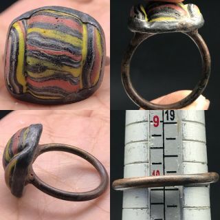 Old Mosaic Glass Unique Brass Ring