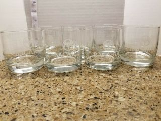 7 Bacardi Rum Etched Bat In A Circle 10 Oz Rock Glasses Clear Weighted Bottom