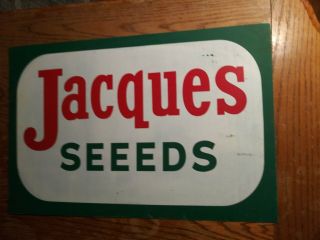 1950s Vintage Jacques Seeds Metal Sign Cattle Horse Pig Farm Corn Old Barn Hen
